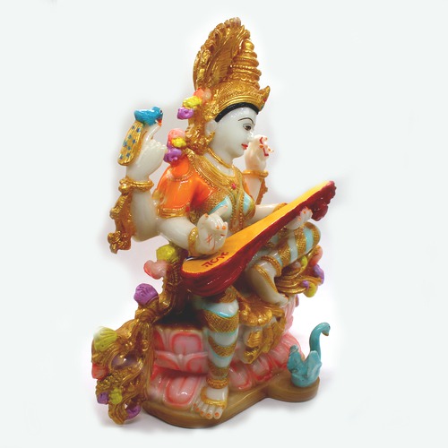 Goddess Saraswati Decorative Fiber Murti/Idol Showpiece for Home Decor